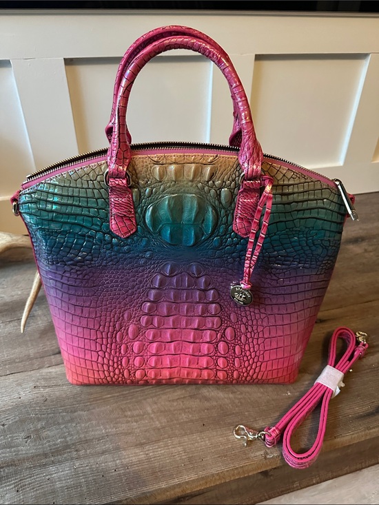 Brahmin Handbags - Brahmin Pink Teal Ombre Croc-Embossed Satchel